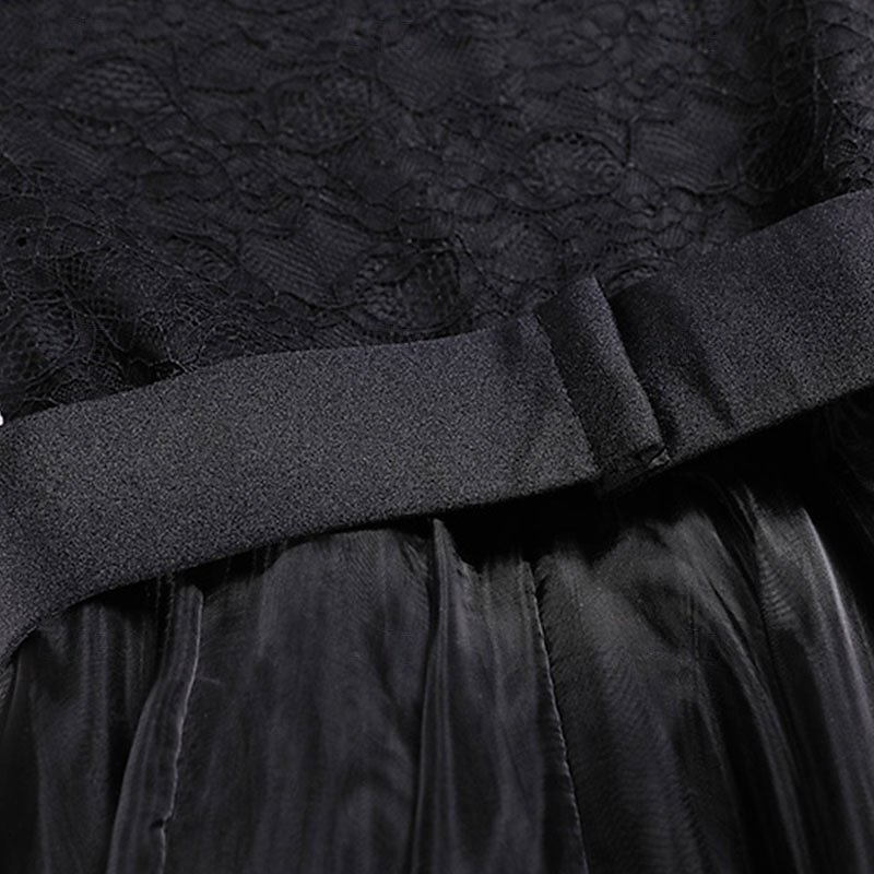 Abito da allenamento per ballo da sala da donna, elegante, nero, con maniche in pizzo, scollo a barca, valzer, tango, rumba moderna del 2026 a $161.99 –P8