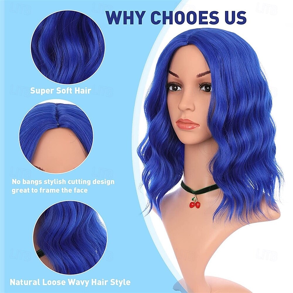 Carnival Wig 2026 Pink Black Blue Curly Bob Short Synthetic Festival Wig Mardi Gras Parade Cosplay Costume Hair for Women 2026 - $21.99 –P4