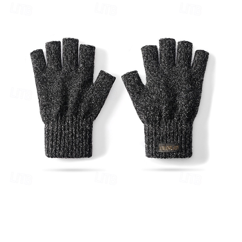 Herren 1 Paar Halbfinger Winterhandschuhe Gestrickte Handschuhe Fingerlose Handschuhe Sport Mode Sport & Outdoor Handschuhe Thermowarm Einfarbig Herbst Schwarz Braun Grau 2026 - $9.99 –P2