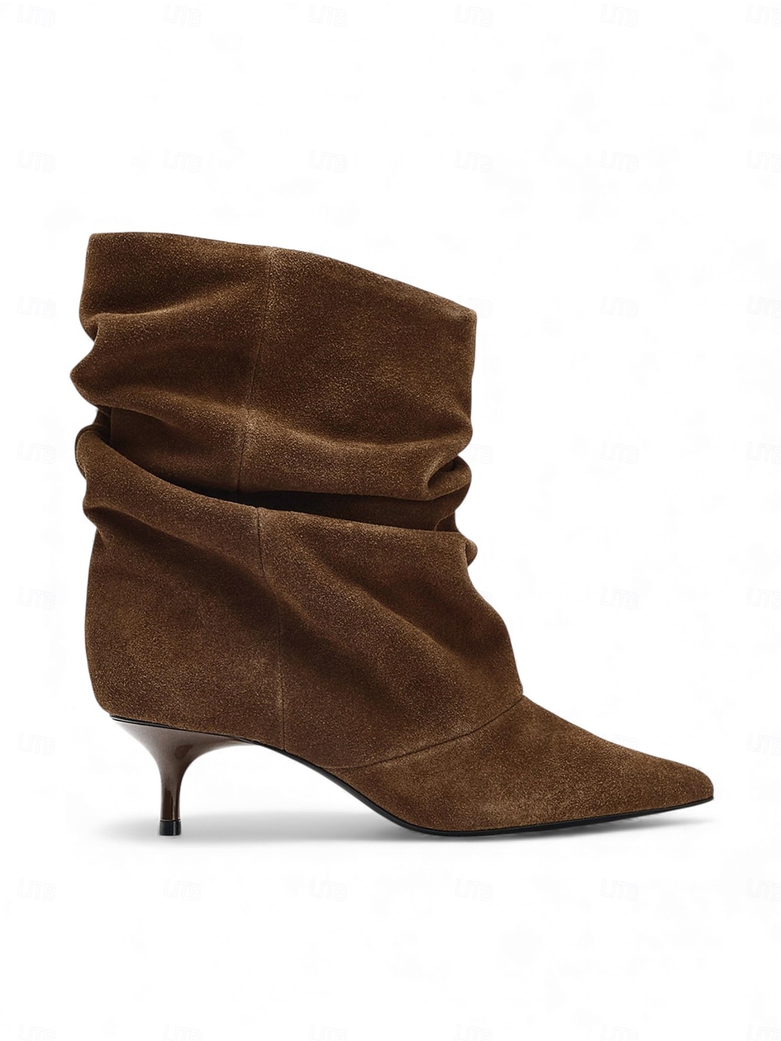 Women's Brown Suede Slouchy Heeled Boots - Pointed Toe, Elegant Slouch Design for Casual and Evening Wear 2026 - $69.99 –P3