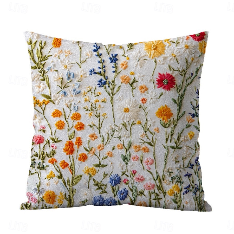 Floral Pattern Pillow Cover 2D Flat Print Soft Comfortable Cushion Case with Faux embroidery for Living Room Sofa Bedroom Home Decoration 2026 - $9.99 –P13