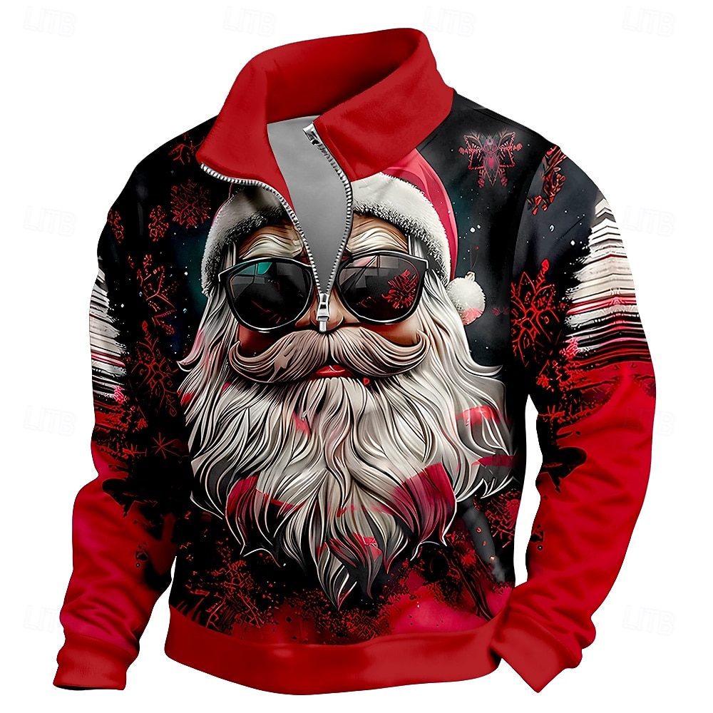 Natale Per uomo Babbo Natale Felpa Cool Quotidiano Elegante Manica Lunga Collo alla coreana All'aperto Casa Regalo Blu Rosso Viola Verde Cerniera Autunno Inverno progettista S M L XL XXL XXXL del 2026 a $33.99 –P1