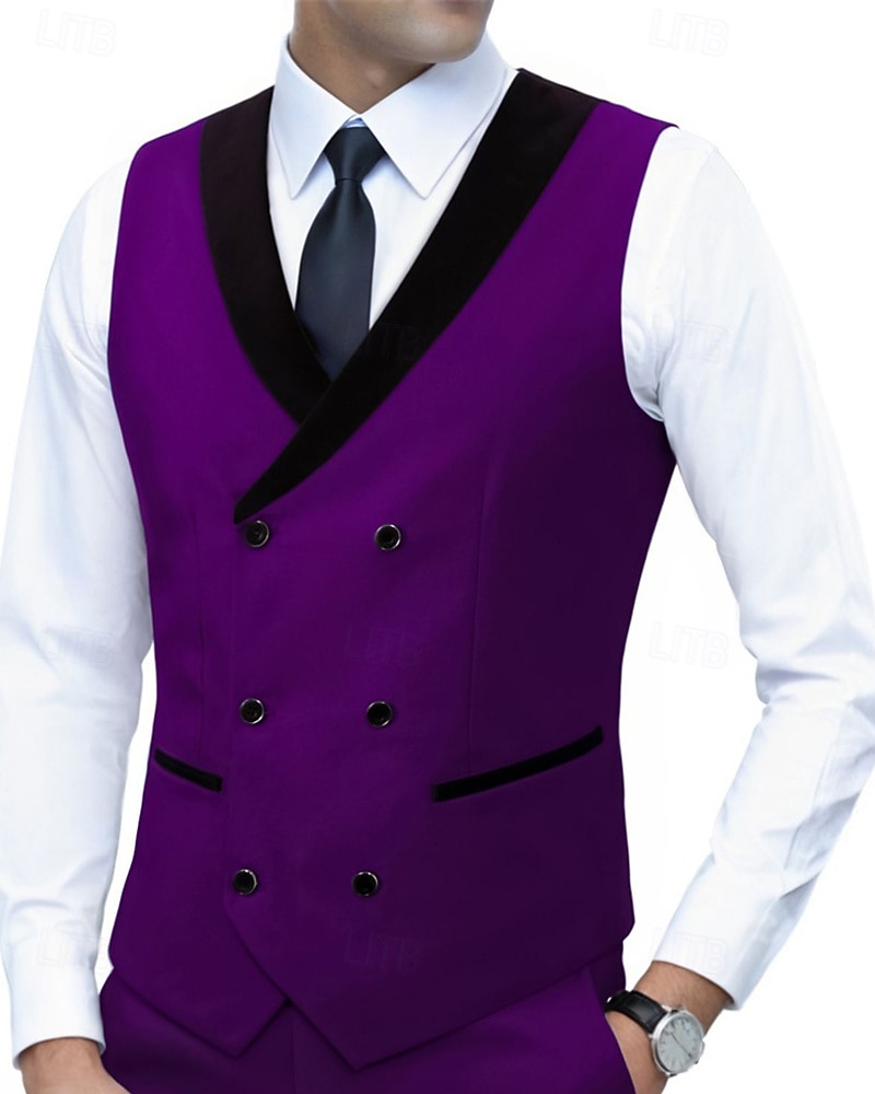 Ανδρικά Veste Γιλέκο Gilet Επιχείρηση Διακοπές Πάρτι Μοντέρνα Καθημερινό Άνοιξη Φθινόπωρο Τσέπη Κουμπιά Πολυεστέρας Άνετο Σκέτο Σταυρωτό Λαιμόκοψη V Κανονικό Θαλασσί Μαύρο Λευκό Ρουμπίνι Γιλέκο 2026 - $35.99 –P10