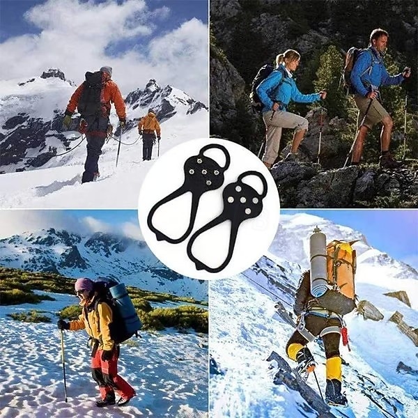 5 Pairs Universal Non-Slip Gripper Spikes for Shoes Ice Snow Grips Traction Cleats with 5 Studs Crampon Universal Snow Spikes for Hiking Walking Climbing Outdoors 2026 - $18.49 –P4