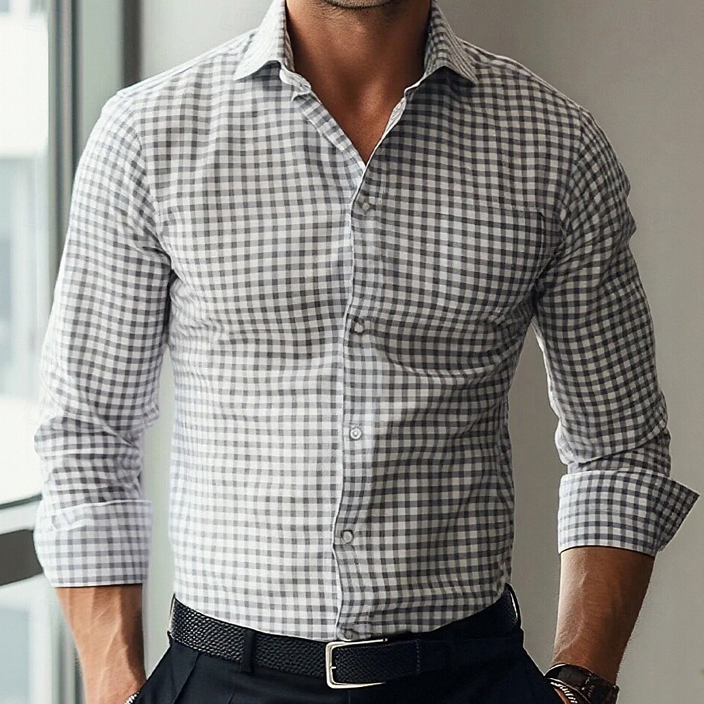 Ανδρικά Γεωμετρικό Πλέγμα / καρό Πουκάμισο Πουκάμισο με κουμπιά Casual Φόρεμα Πουκάμισο Μακρυμάνικο Business Casual ΕΞΩΤΕΡΙΚΟΥ ΧΩΡΟΥ Καθημερινή Ένδυση Άνοιξη Φθινόπωρο Απορρίπτω 3D 2026 - $27.99 –P2