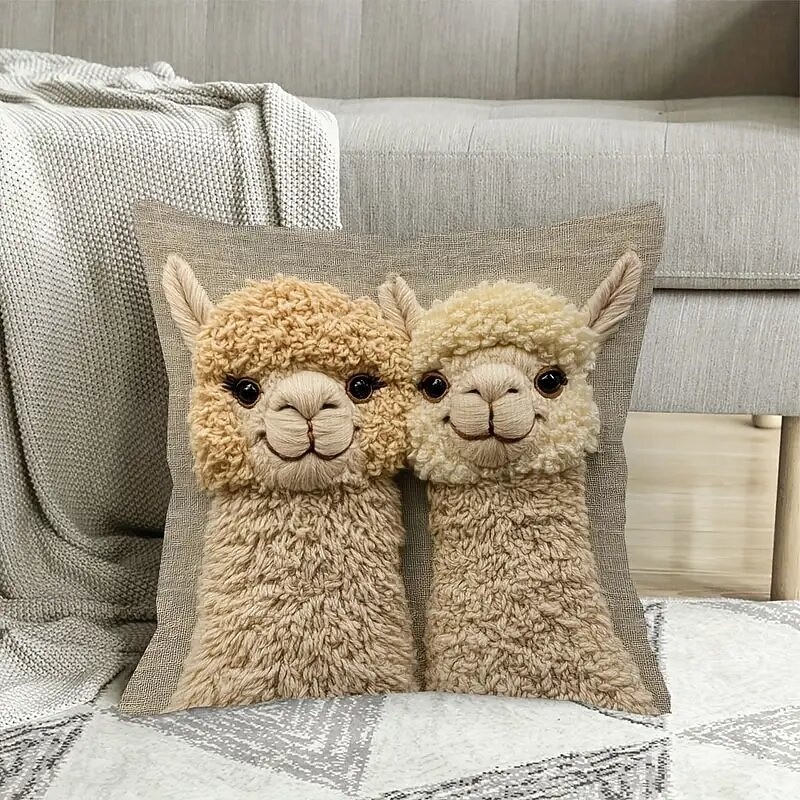 Two Alpacas Single Side Printed Pillow Covers with 2D Flat Print 45x45cm Decorative Cushion Cases for Home Living Room Bedroom Sofa Accent Throw Pillows 2026 - $9.99 –P3