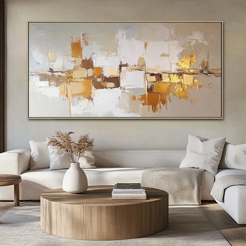 Handmade Oil Painting Canvas Wall Art Decoration Modern Golden Color Block Abstract for Home Decor Rolled Frameless Unstretched Painting 2026 - $100.99 –P5