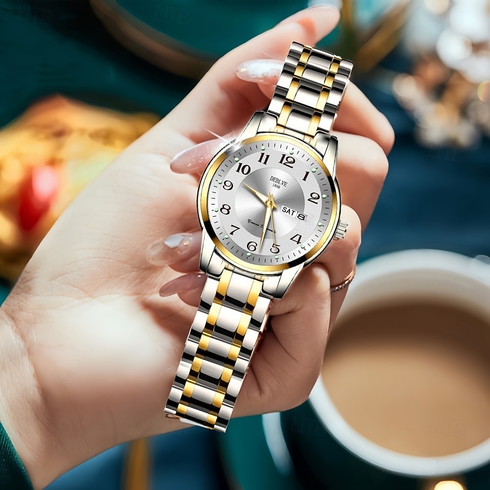 Női Óra Divatos és Kasuális Elegáns Női Díszítő Óra Két Naptárral Éjjeli Fény Kijelzés A Legjobb Anyák Napi Ajándék Választás Nőknek 2026 - $18.99 –P4