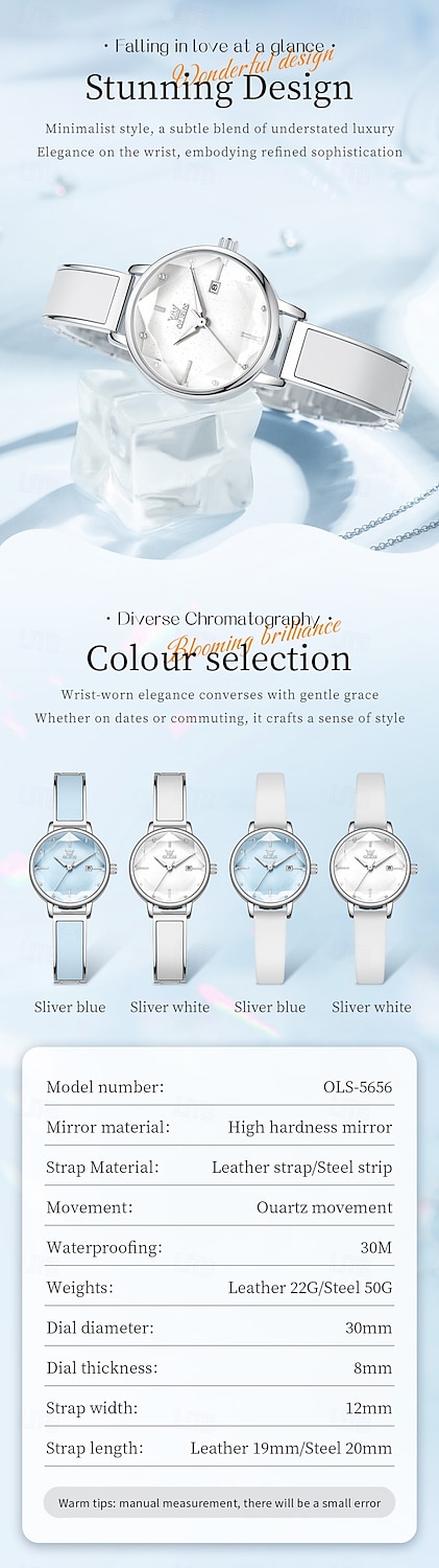 OLEVS Mode Moederdag Cadeau voor Vrouwen Horloges Luxe Merk Originieel Quartz Horloge voor Dames Waterdicht Rvs Luminous Horloges 5656 2026 - $31.99 –P9
