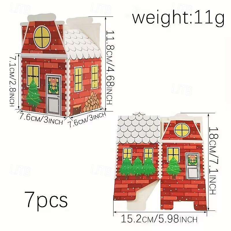 Caixa de calendário do advento de Natal com 24 peças - design de casinha de gengibre vermelha e branca com relógio dourado e cena de vila nevada, perfeita para presentes de festas de fim de ano e de 2025 por $22.99 –P6
