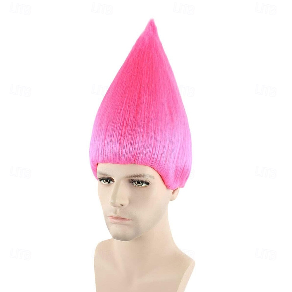 Peruca de Carnaval 2026 Rosa Vermelho Azul Liso Curto Peruca sintética para festivais Mardi Gras Parada Cabelo para fantasia de cosplay para Feminino de 2026 por $15.49 –P2