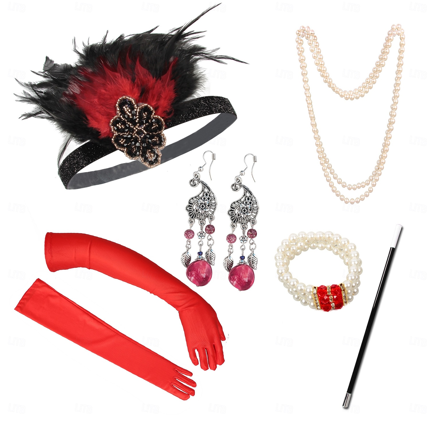 Conjunto Rugido 20s 1920s Retro Antiguo Diadema de estilo flapper Para la Cabeza Conjunto de accesorios El gran Gatsby Chica de la aleta Pluma Disfraz Mujer Navidad Carnaval Mascarada Fiesta temática 2026 - $22.05 –P11