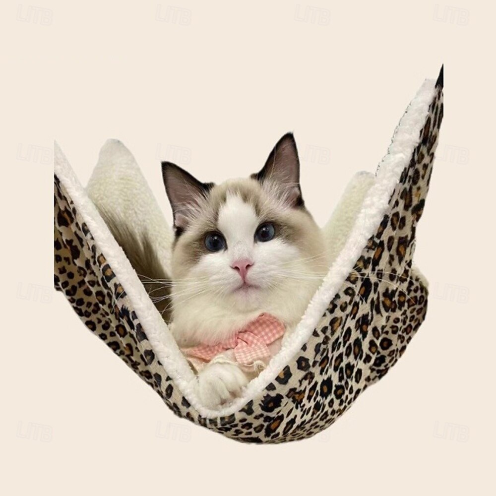 κομψή αιώρα γάτας με λεοπάρ μοτίβο - μαλακό βελούδινο κρεμαστό κρεβάτι για γάτες &μικρά κατοικίδια - άνετα &τάσεις 2025 - $13.99 –P1