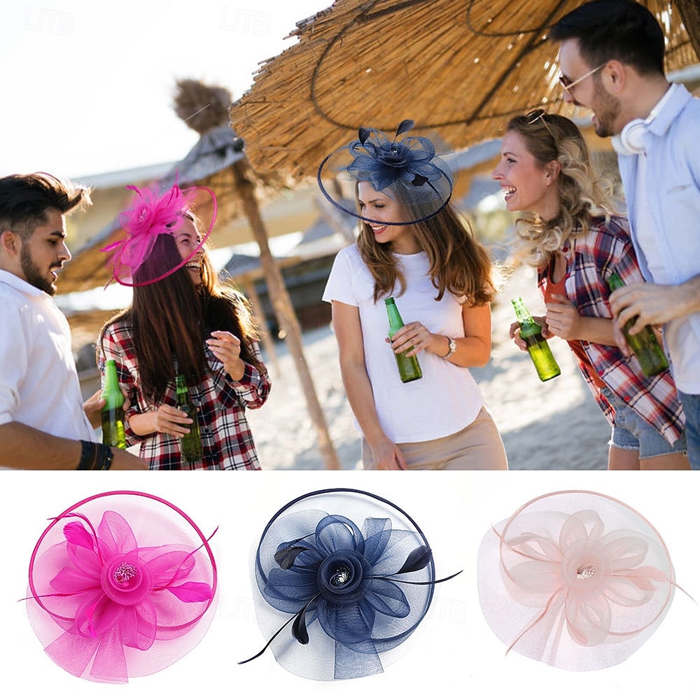 Аксессуары для волос Тюль Перья Федора Свадьба Чаепитие Скачки коктейль Элегантный стиль Винтаж С Пух Заставка Головной убор 2026 - $16.49 –P4