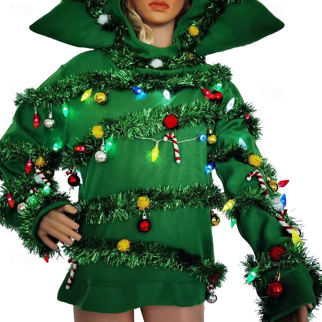 светящиеся рождественские елки, толстовка, карнавальный костюм для мужчин и женщин, рождественский костюм для взрослых, рождественский новогодний комбинезон для выступлений и вечеринок 2025 - $58.99 –P3