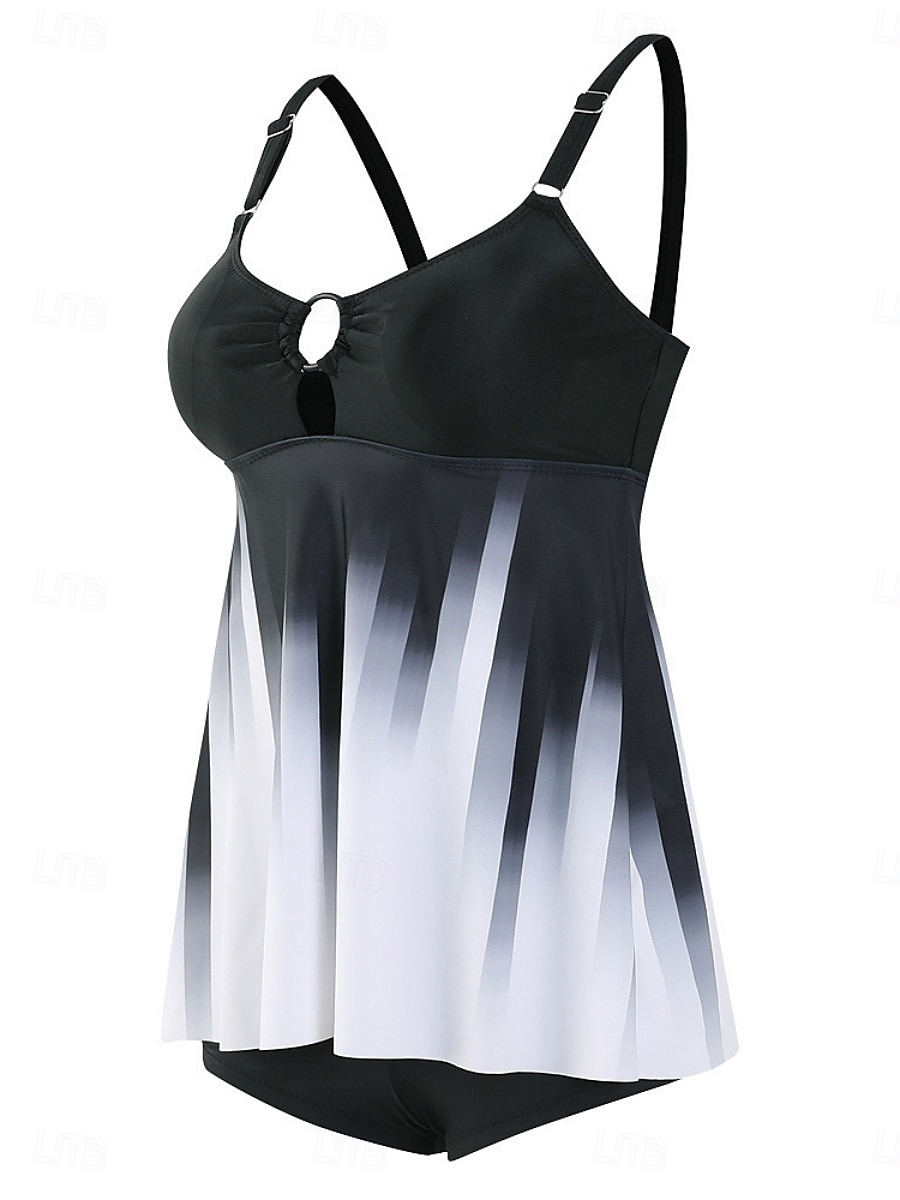 2026年 ウィメンズ タンキニ 2ピース 水着 ショーツ お腹引き締め ハイウエスト スリム バックレス バケーション ビーチウェア グラデーション Uネック ノースリーブ 水着  コレクション – $29.99 –P10