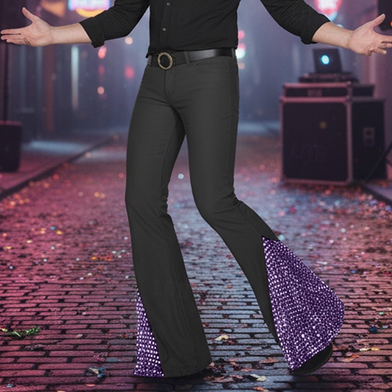 Муж. Штаны Костюм Беллое дно Расклешенные брюки Брюки для выпускного Пэчворк Блестящий металл Полотняное плетение Комфорт Полная длина Для вечеринок Бизнес Повседневные Мода Уличный стиль 2026 - $26.99 –P10