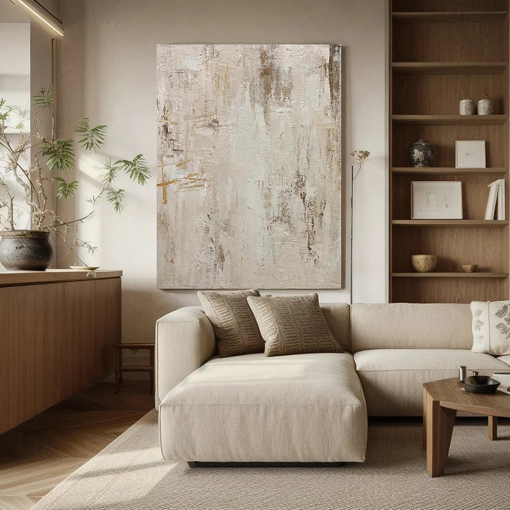 Картина маслом ручной работы на холсте, настенное украшение в стиле ваби-саби, простая абстрактная текстура, украшение для гостиной, прихожей, декор для дома, рулонная картина без рамы, нерастянутая 2026 - $53.99 –P4
