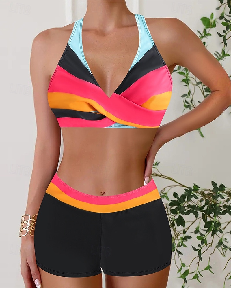 Women's Swimwear 2 Piece Shorts Swimsuit Backless Vacation Beach Wear Geometic V Neck Sleeveless Bathing Suits 2026 - $24.99 –P13