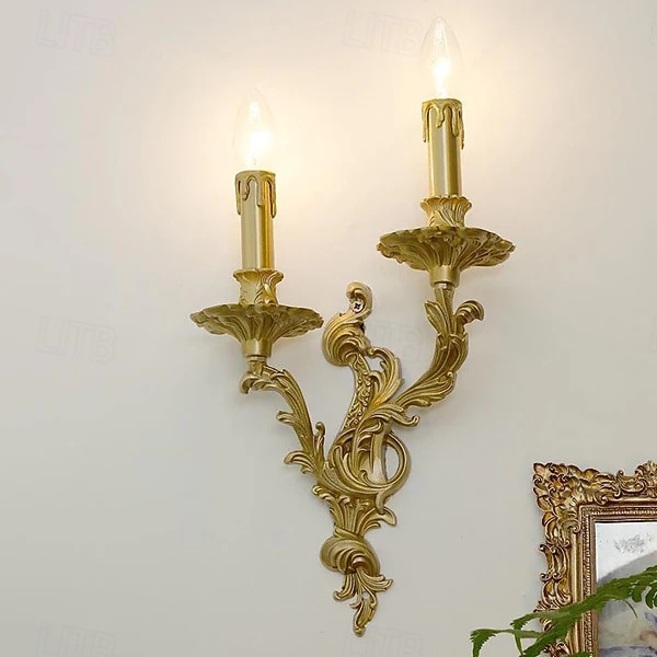 Candelabro de parede francês tradicional de luxo em latão esculpido com 2/3 lâmpadas para quarto. de 2026 por $486.29 –P1