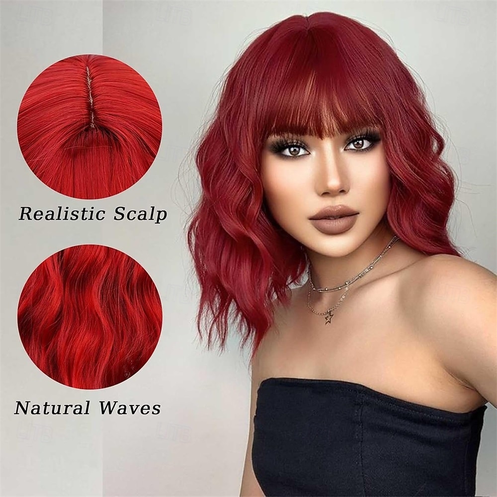 Карнавальный парик 2026 Розовый Красный Черный Кудрявый Стрижка-боб Короткие Синтетический фестивальный парик Вторник на масляной неделе Парад Волосы для косплей-костюма для Женский 2026 - $21.99 –P4