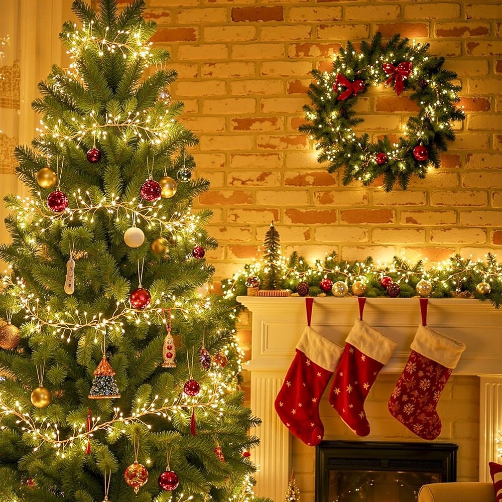 חג המולד זיקוק חוט נחושת מחרוזת אורות פיות מחרוזת אורות 8 פונקציות טיימר שלט רחוק מתח נמוך תקע בטיחות פסטיבל מסיבת חתונה אווירת תאורה דקורטיבית אביזרים 10/15/30/50 מטר 2025 - $20.99 –P4