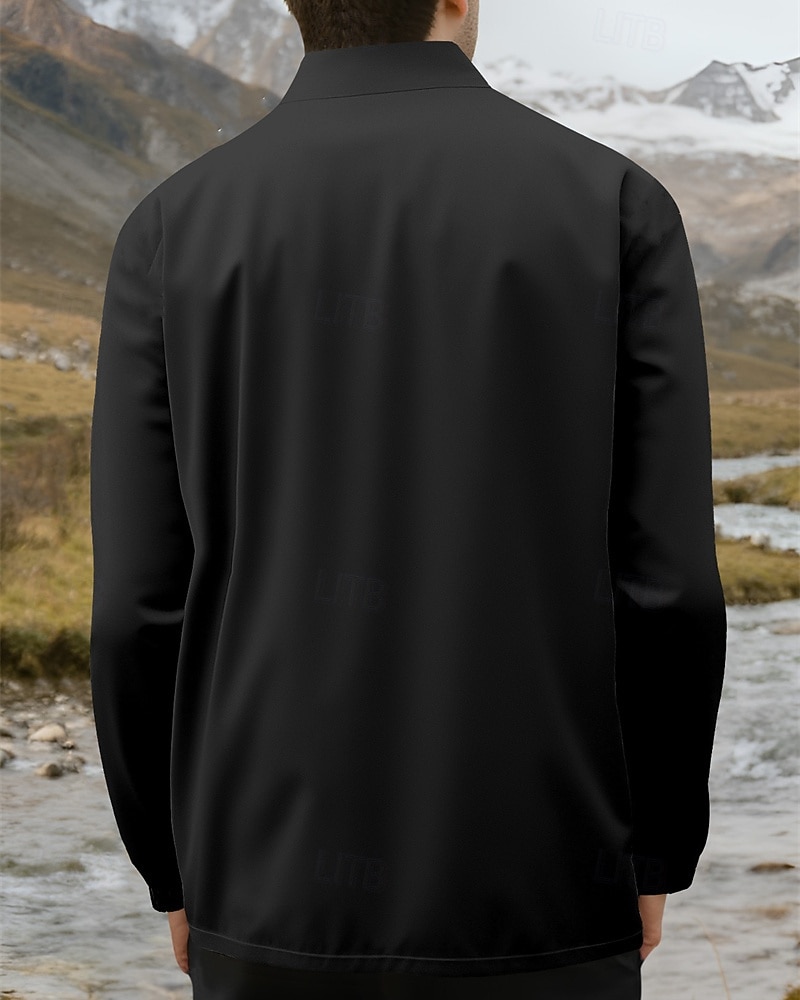 Hombre Chaqueta al aire libre Chaqueta para senderismo Vacaciones Diario Resistente al Viento Mantiene abrigado Bolsillo Otoño Invierno Plano Moda Clásico Escote Chino Regular Amarillo Claro Negro 2026 - $36.99 –P18