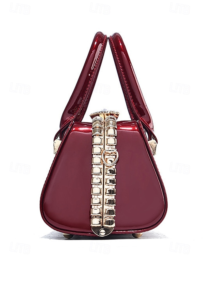 elegante borsa da sera da donna in pelle verniciata, decorata con cristalli, disponibile in rosso e blu navy, perfetta per feste formali e celebrazioni festive del 2026 a $34.99 –P6