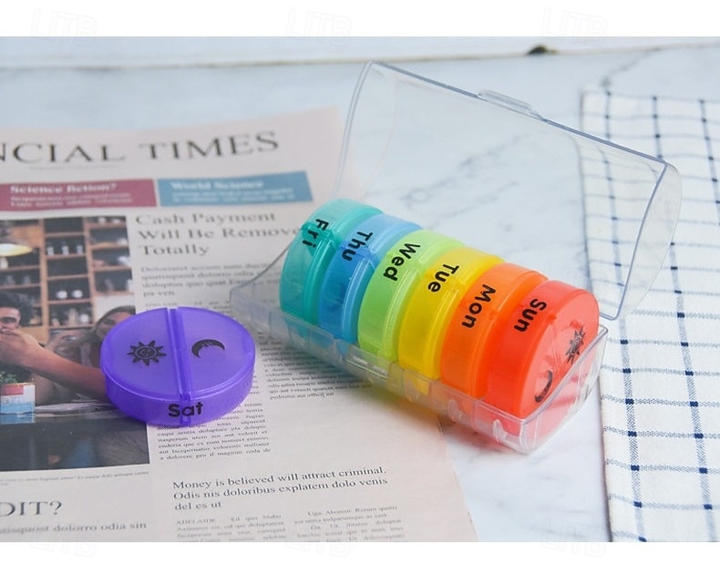 Organizador de comprimidos semanal para 2 doses diárias com estojo em couro PU, caixa organizadora de comprimidos para 7 dias, ideal para viagens - dispensador portátil de comprimidos AM/PM para de 2026 por $22.99 –P12