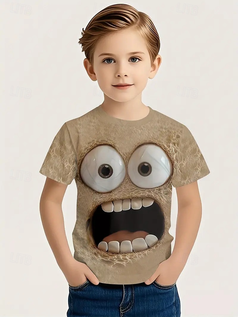 2026年 男女兼用 男の子 3D グラフィック 遊び心のあるグラフィックTシャツ Tシャツ 半袖 3Dプリント 夏 春 スポーツ ファッション ストリートファッション 子供 4〜12年 クルーネック アウトドア カジュアル 日常 レギュラー  コレクション – $13.49 –P2