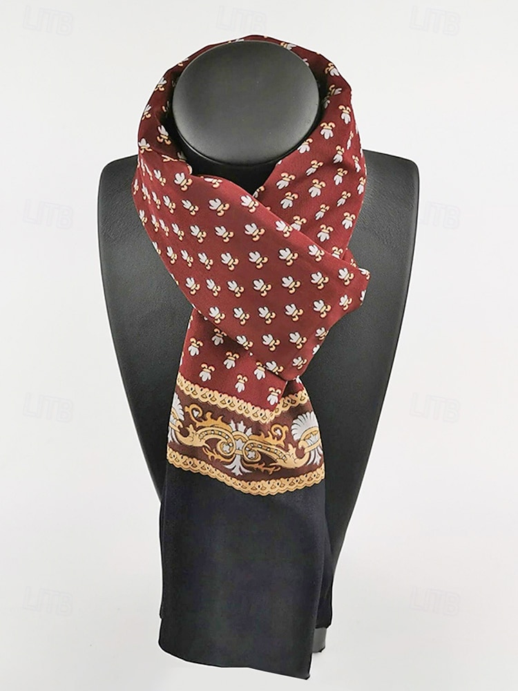 Eșarfă bărbătească din poliester cu imprimeu floral paisley – design elegant, opțiuni multiple de culoare pentru ocazii formale și casual 2026 - $14.99 –P4