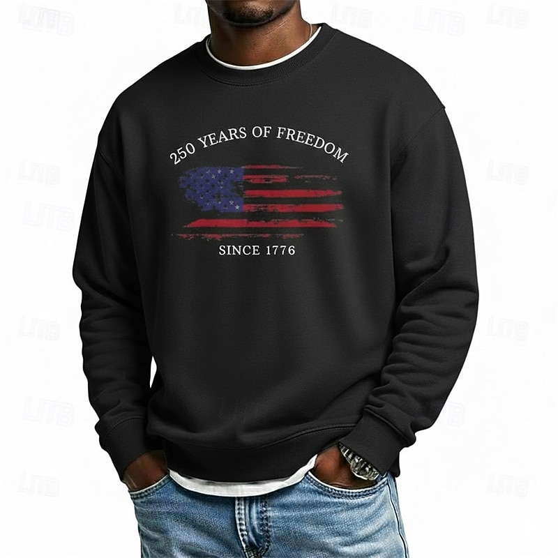 Męskie Graficzny Amerykańska flaga USA Bluzy Sport Moda Codzienny Klasyczny Długi rękaw Półgolf Na zewnątrz Urlop Czarny Biały Czerwony Jasnoszary Drukowanie Wiosna Jesień Projektant S M L XL XXL XXXL 2026 - $28.99 –P4