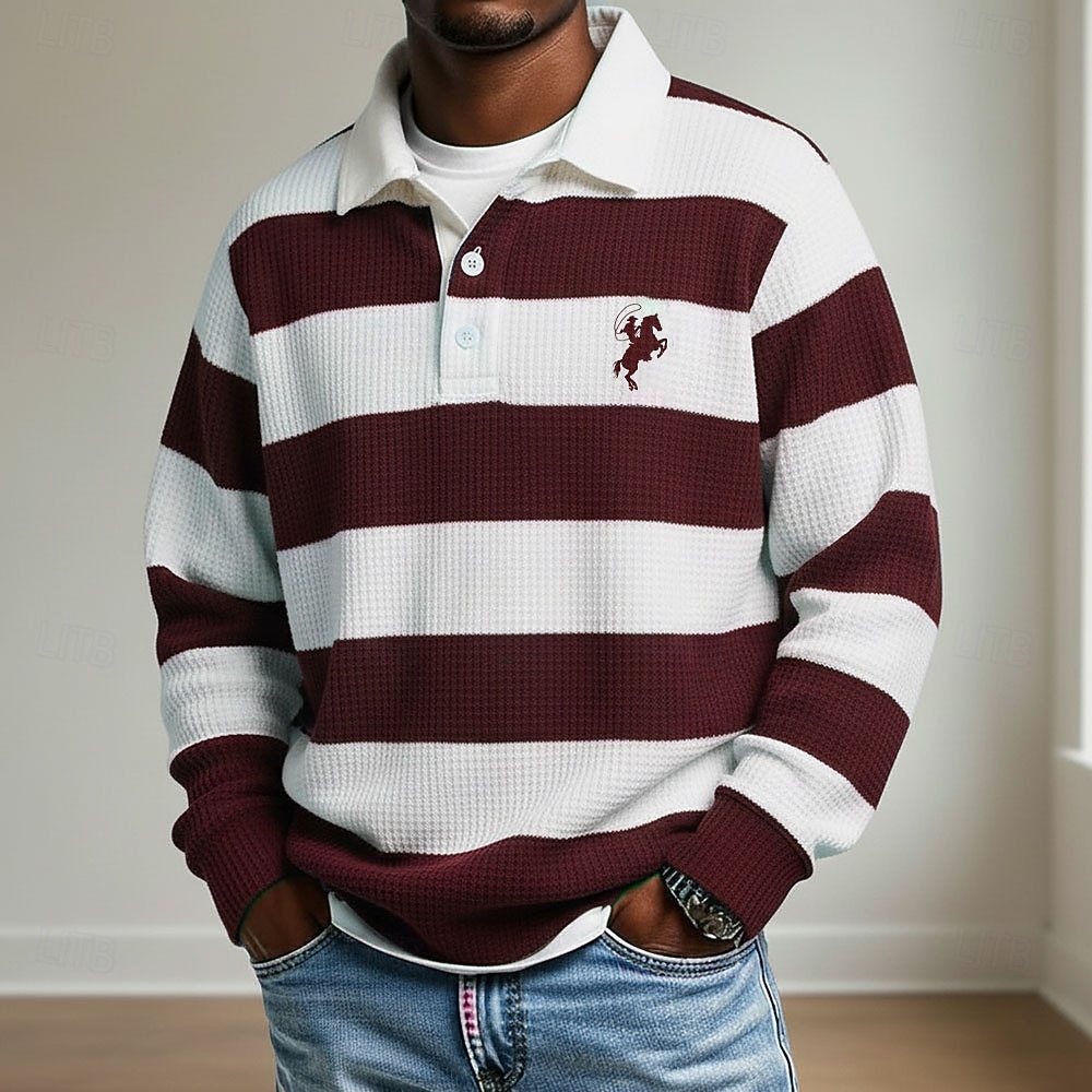 Homens Tiras Horizontais Pólo Pólo Rúgbi Camisas Polo de Rugby Manga Longa Camisas polo Lapela Roupa de Esporte Casual Escola Roupa Esportiva Roupa Diária Impressão 3D Primavera Outono Inverno Azul de 2026 por $28.99 –P3
