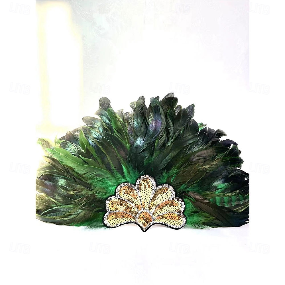 Carnaval 2026 Rio Carnaval Samba Accessoires Bruin Oranje Veer Hoofdband voor Dames - Gouden Pailletten Showgirl Hoofddeksel - Mardi Gras Accessoire Brazilië Festival Prestatie Kostuum 2026 - $16.99 –P11