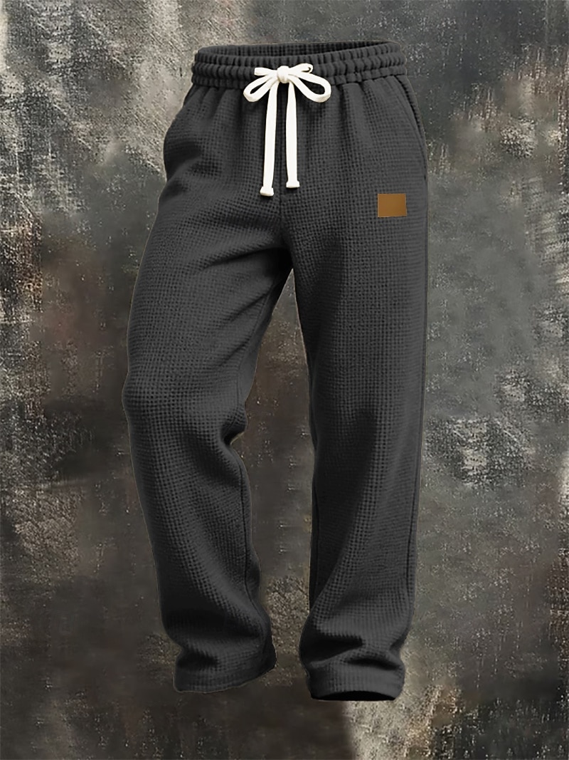 Homens Calças Esportivas Calças Calça Waffle Com Cordão Bolsos Cintura elástica Tecido Conforto Diário Esportes Moda Casual Marron Escuro Preto Micro-Elástica de 2026 por $22.99 –P5