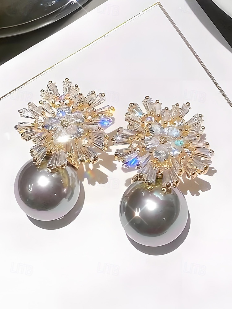 Women's Christmas Pearl and Crystal Snowflake Earrings, Alloy Material, Available in Red, White, and Multiple Colors – Perfect Holiday Gift 2026 - $11.99 –P7