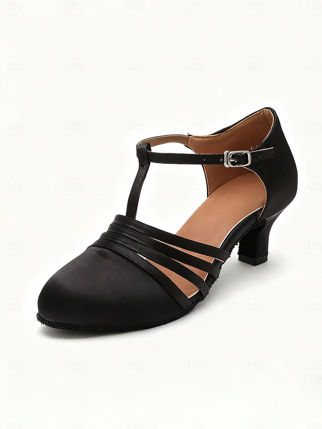 Chaussures de danse latine noires en satin pour femmes - chaussures professionnelles de tango et salsa de salon, avec bride en T et petits talons, idéales pour la scène ou l'entraînement. de 2026 ? $34.99 –P3