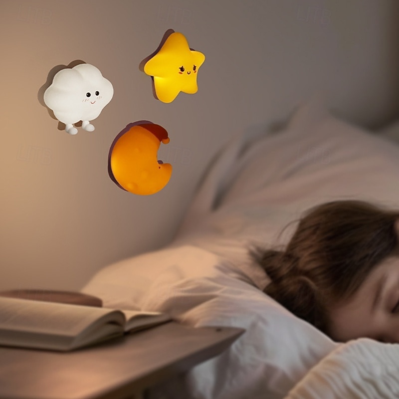 Star Moon Cloud Light Rechargeable Sleep Companion Night Light Silicone Patting Light Bedroom Bedhead Cute Atmosphere Light 2026 - $15.99 –P11