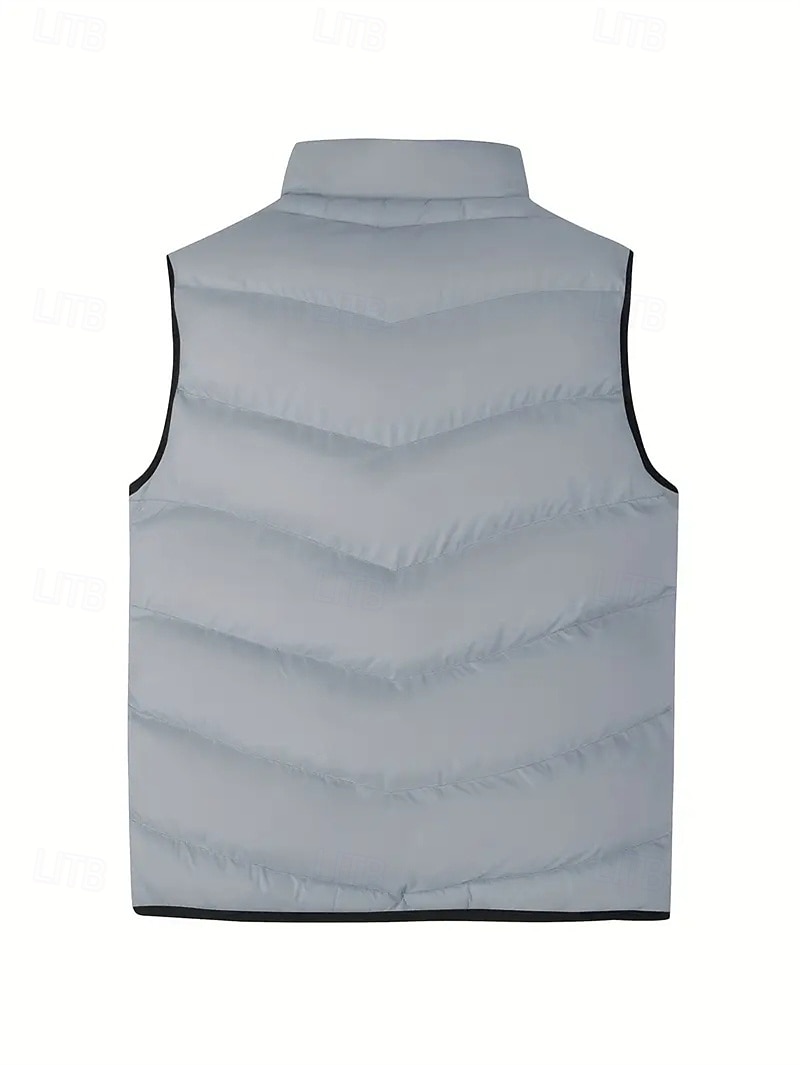 Per uomo Gilet imbottito Gilet Vacanza Quotidiano Data Moda Casual Autunno Inverno Tasca Poliestere Caldo Confortevole Tinta unica Cerniera Collo alla coreana Vestibilità regolare Blu Nero Giallo del 2026 a $30.99 –P12