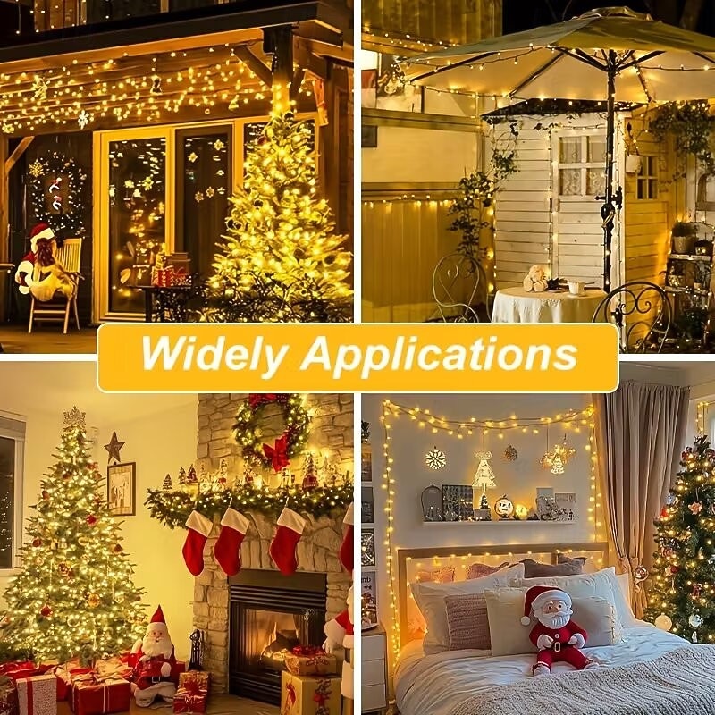 Светодиодная гирлянда для рождественской елки, 10 м, 500 светодиодов, гирлянда с теплым белым светом, 8 режимов мерцания, декоративная гирлянда для домашнего рождественского праздничного освещения, 2025 - $52.99 –P12