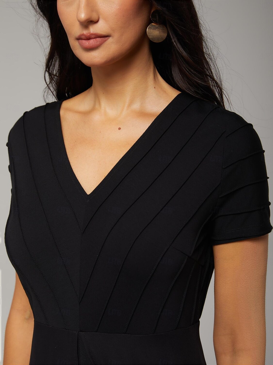 damejumpsuit svart tencel chiffon gradient paneled imitert todelt flagrende gjennomsiktig stretch blomstertrykk v-hals fest ferie vår sommer 2026 - $28.49 –P8