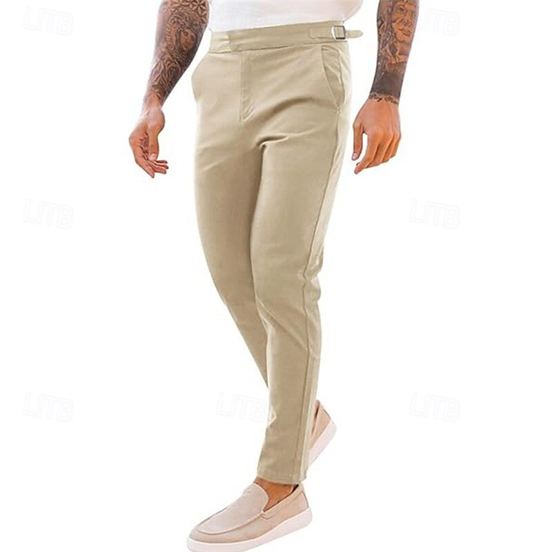 Voor heren Broek Pakken Chino broek Vrijetijdsbroek Zak Effen Comfort Zacht Volledige lengte Feest liiketoiminta Dagelijks Vakantie Modieus Zwart Marineblauw Micro-elastisch 2026 - $29.99 –P1