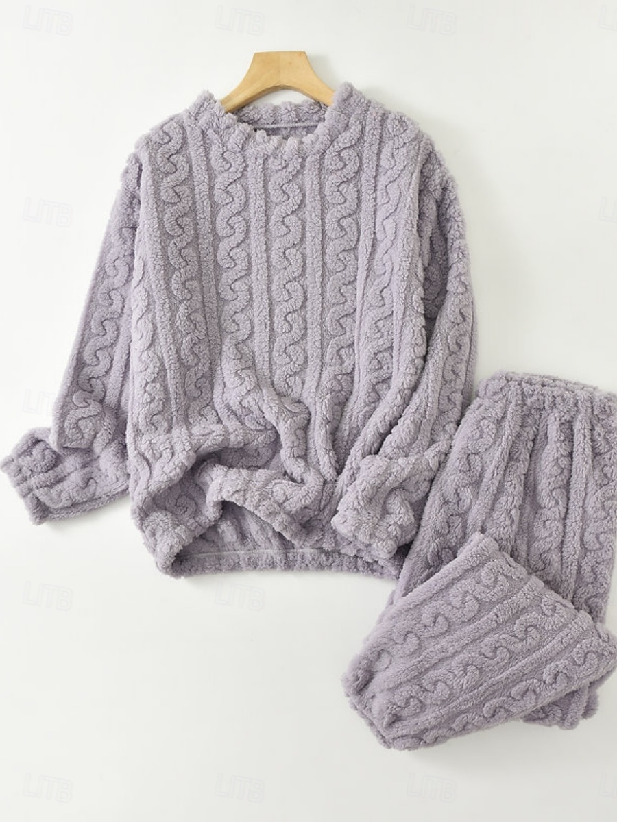 Női Pizsama Alkalmi Kényelmes Tiszta szín Rugalmas derék Nadrág Otthon Napi Hosszú ujj Terített nyak Fehér Rubin Sötétkék Bíbor Khakizöld Tavasz Ősz Tél Laza öltözet 2026 - $24.99 –P19