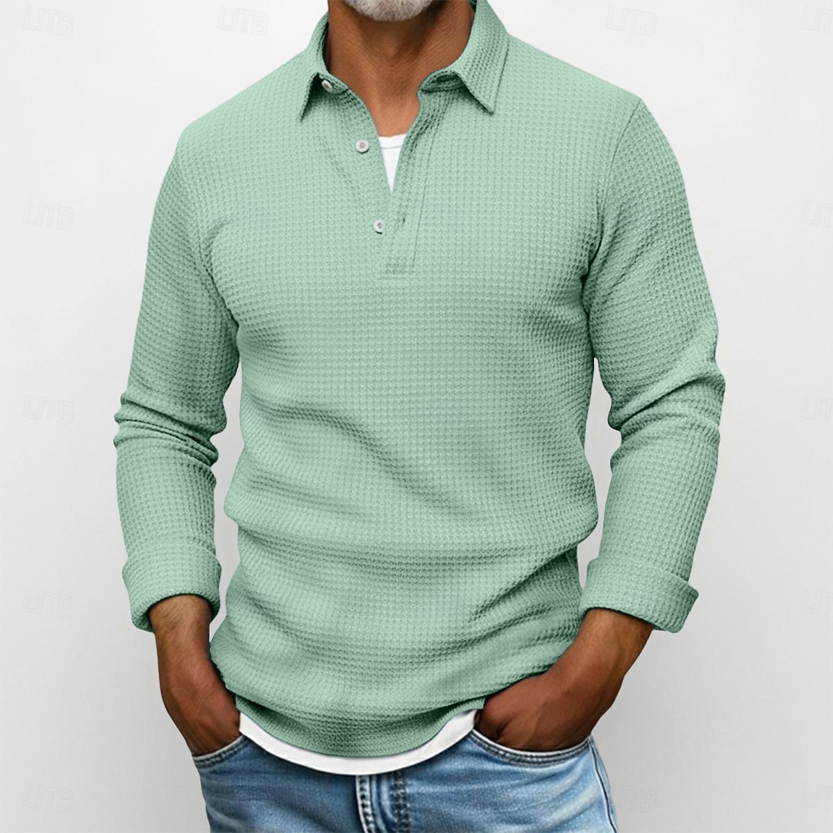 Homens Camisa Social Camisa Waffle Camisa casual Camisa de colarinho de banda camisa de botão Vinho Azul Marinha Verde Azul Claro Manga Longa Tecido Lapela Henley Casual Diário Roupa Moda Moderno de 2026 por $25.99 –P2