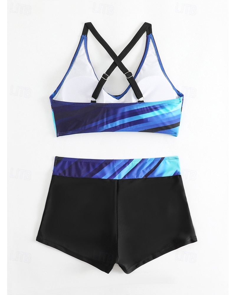 Women's Swimwear 2 Piece Shorts Swimsuit Backless Vacation Beach Wear Geometic V Neck Sleeveless Bathing Suits 2026 - $24.99 –P18