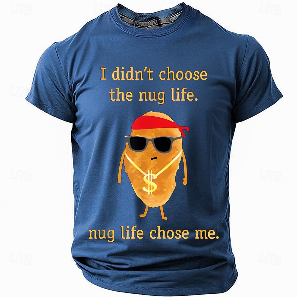 Camiseta engraçada "Nug Life", camiseta "Eu não escolhi a vida de nugget", camiseta com estampa de nugget de rapper descolado, presente com humor gastronômico para homens, camiseta paródia para de 2025 por $19.99 –P2