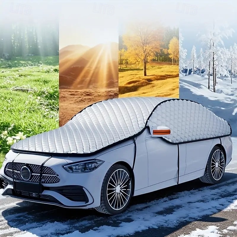 Pokrywa przeciwśnieżna na przednią szybę samochodu, wytrzymała tkanina Oxford &Osłona przeciwmrozowa na zimę, wodoodporna osłona przedniej szyby z bezpiecznymi haczykami, uniwersalna do samochodów 2026 - $47.99 –P11