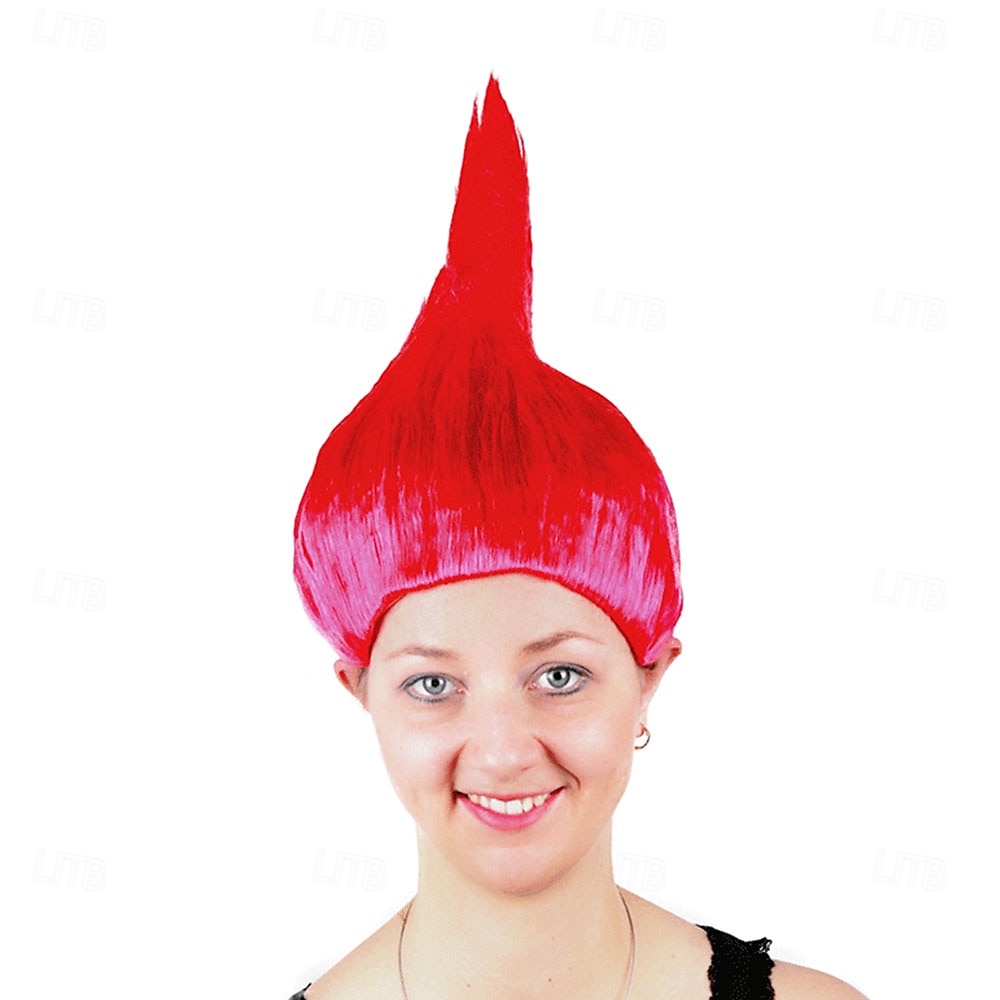 Peruca de Carnaval 2026 Rosa Vermelho Azul Liso Curto Peruca sintética para festivais Mardi Gras Parada Cabelo para fantasia de cosplay para Feminino de 2026 por $15.49 –P12
