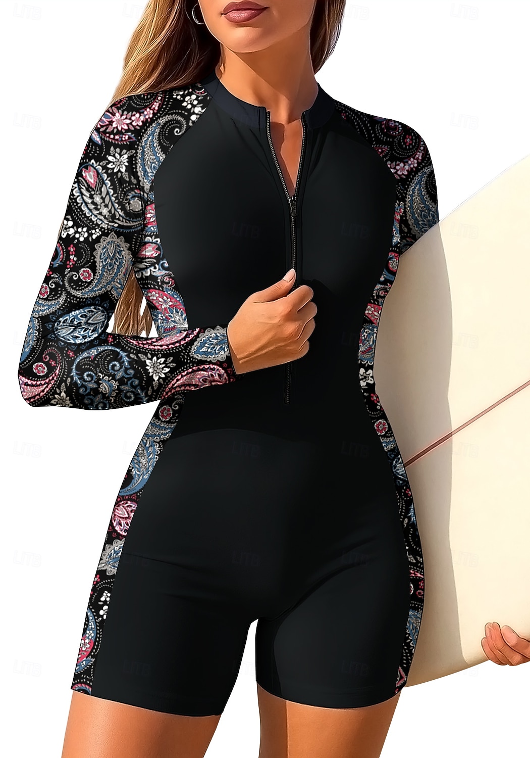 Mujer Regular Camiseta Protección Solar Surf Traje de surf de una pieza Traje de baño Cachemir Tropical Folk Cerrar con sujetador incorporado Acolchado extraíble Protección solar UV UPF50+ Utra 2026 - $35.99 –P6