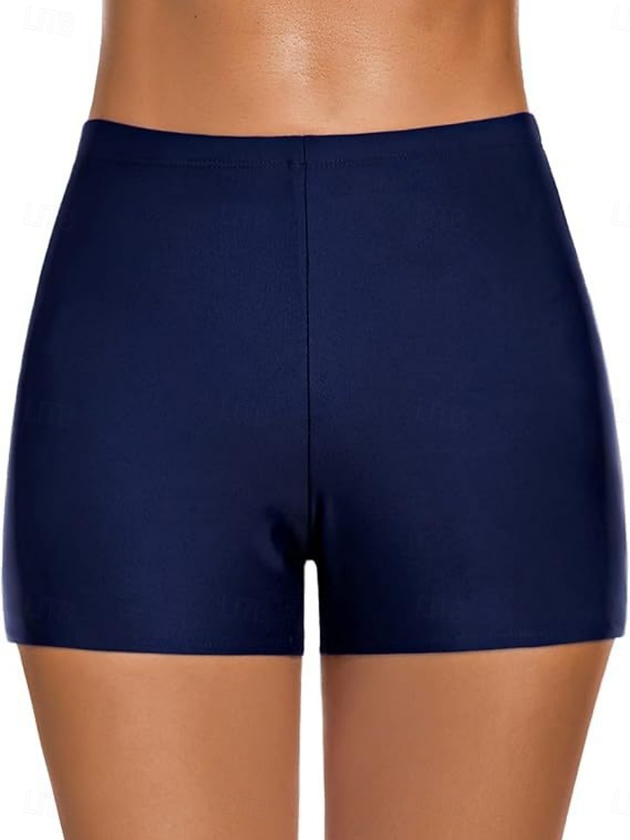 Woman's Dehnbare Boxershorts Badeanzug Dehnbare Boxershorts Hohe Taille Hohe Taille Urlaub Strandbekleidung Einfarbiger Ärmloser Badeanzug 2026 - $19.99 –P4